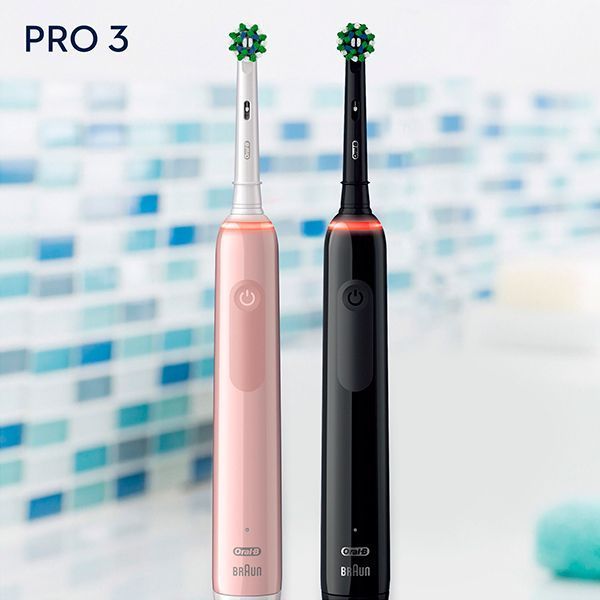 Набор зубных щеток Braun Oral-B Pro 3 3900N Black+Pink D505.533.3H фото